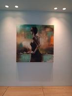 Schilderij woman balcony 100x100, Ophalen