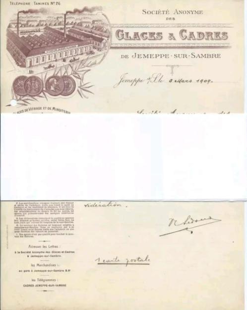 Tamines+Auvelais+Jemeppe sur sambre+Verrerie+ Mr Delhaize, Collections, Cartes postales | Belgique, Non affranchie, Namur, Avant 1920