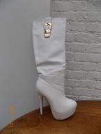 witte laarzen met stilettohak maat 35, Comme neuf, Enlèvement ou Envoi, Blanc, Bottes hautes