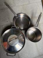 3 professionele potten en pan, Huis en Inrichting, Keuken | Potten en Pannen, Ophalen, Gebruikt, Inox