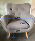 Fauteuil en tweezits bank - grijs - in zeer goede staat, Ophalen, Hout, Minder dan 75 cm, Tweepersoons