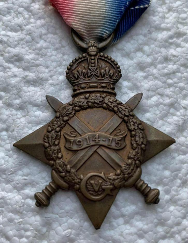 Medaille, Groot-Brittannië, 1914-15 STAR, WO1, Op naam, Verzamelen, Militaria | Algemeen, Marine, Lintje, Medaille of Wings, Ophalen of Verzenden