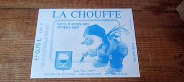 Brouwerij oud bierlabel La Chouffe Bleue beschikbaar voor biedingen