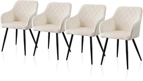 Set van 4 fluwelen eetkamerstoelen, Huis en Inrichting, Stoelen, Zo goed als nieuw, Vier, Overige kleuren, Ophalen of Verzenden