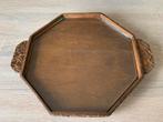 Klein Art Deco dienblad uit gesneden hout, Ophalen, Gebruikt, Hout