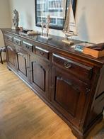 Complete eetkamer, salontafel en TVmeubel, Huis en Inrichting, Ophalen, Gebruikt, Kopie antiek, massief Franse eik, donker