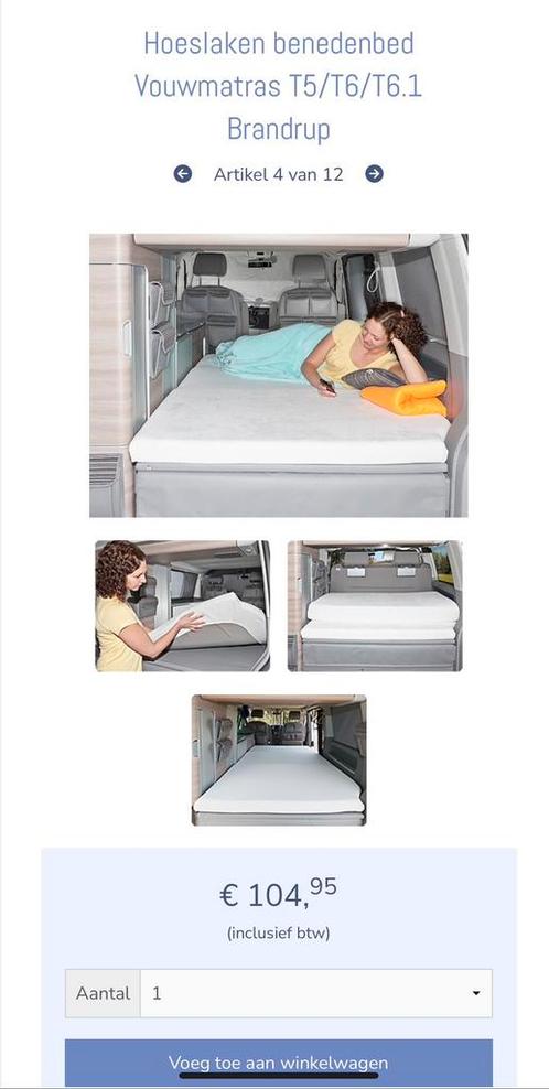 Hoeslaken Brandrup voor matras Vw California t5 t6 t6.1, Caravans en Kamperen, Mobilhome-accessoires, Nieuw, Ophalen