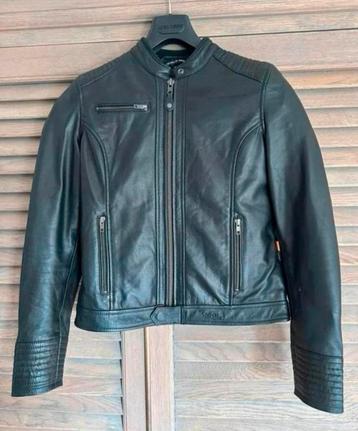 RICHA ZWARTE LEDEREN MOTORJAS SCARLETT M38 / 1X GEDRAGEN beschikbaar voor biedingen