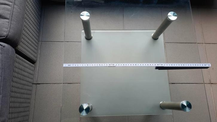 Glazen Salontafel met tempered glass, Huis en Inrichting, Tafels | Salontafels, Gebruikt, Minder dan 50 cm, 50 tot 100 cm, 50 tot 100 cm