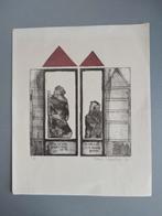 Karin Campfens 1990 EA Wie in een glazenhuis woont moet ..., Antiquités & Art, Art | Lithographies & Sérigraphies, Enlèvement ou Envoi