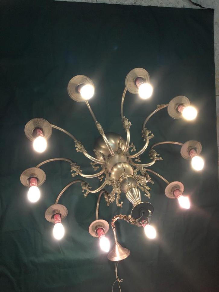 Mooie grote vintage design kroonluchter met figuren, Antiek en Kunst, Antiek | Verlichting, Ophalen