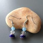 Boucles d'oreilles neuves en aigues marines rosetta cristal, Neuf, Enlèvement ou Envoi, Avec pierre précieuse, Verre