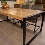Eettafel mangohout industriele look, Ophalen, Gebruikt, 200 cm of meer, 50 tot 100 cm