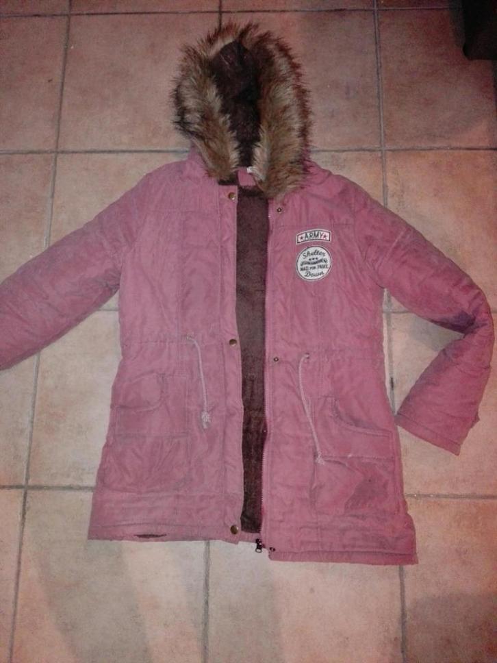 Oud'rose' winterjas (36-38), Kleding | Dames, Jassen | Winter, Zo goed als nieuw, Maat 36 (S), Roze, Ophalen of Verzenden