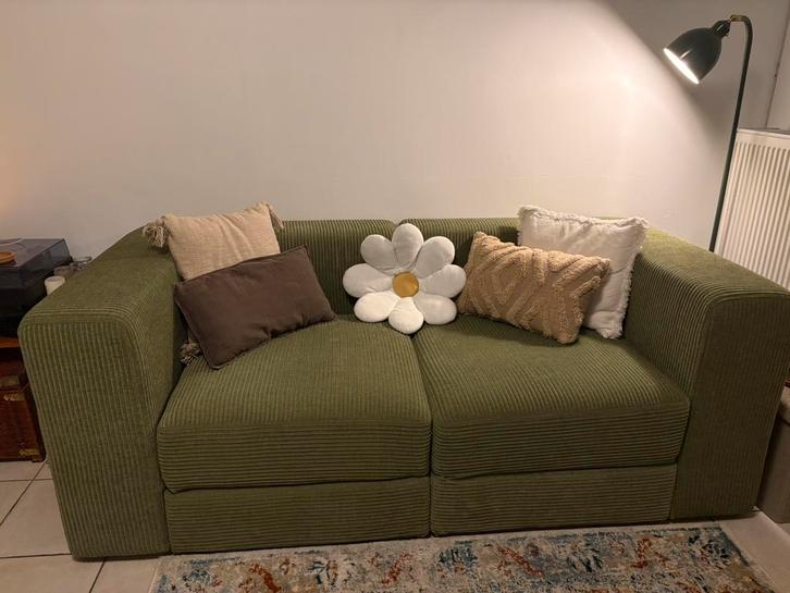 Prachtige 2-zitsbank in geribbelde stof, Huis en Inrichting, Zetels | Zetels, Nieuw, Tweepersoons, Stof, Ophalen