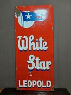 Emaille bord 1946 Bier White Star Leopold Brussel, Verzamelen, Merken en Reclamevoorwerpen, Ophalen of Verzenden, Gebruikt, Reclamebord
