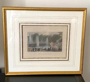 19e eeuwse Engelse ingelijste gravures Versailles beschikbaar voor biedingen