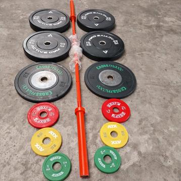 Olympische Gewichten set + Olympische barbell 220cm  beschikbaar voor biedingen