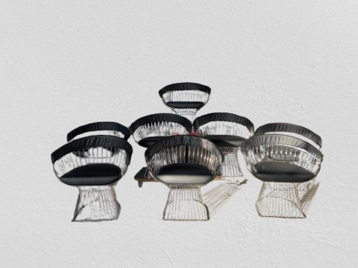 Draadstoelen in Platner-stijl, Huis en Inrichting, Fauteuils, Gebruikt, Leer, Metaal, 50 tot 75 cm, Minder dan 75 cm, Ophalen of Verzenden