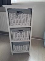 Witte commode met 3 rieten manden, Huis en Inrichting, Ophalen, Gebruikt