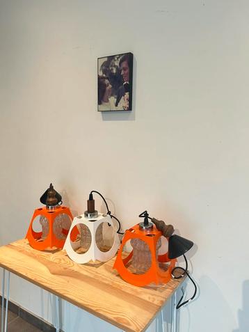 3 retro hanglampen, Enlèvement, Utilisé, Verre
