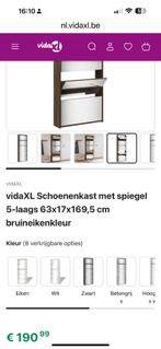 Schoenenkast met spiegel 5-laags 63x17x169,5 cm, Ophalen, Zo goed als nieuw