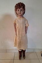 Grote antieke pop in papier mache : cowgirl, Ophalen, Gebruikt, Pop, Levensecht of Reborn