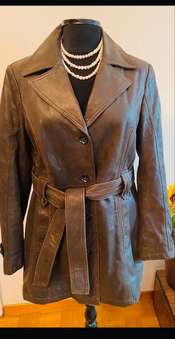 Trench en cuir marron, Donna D, taille 42 beschikbaar voor biedingen