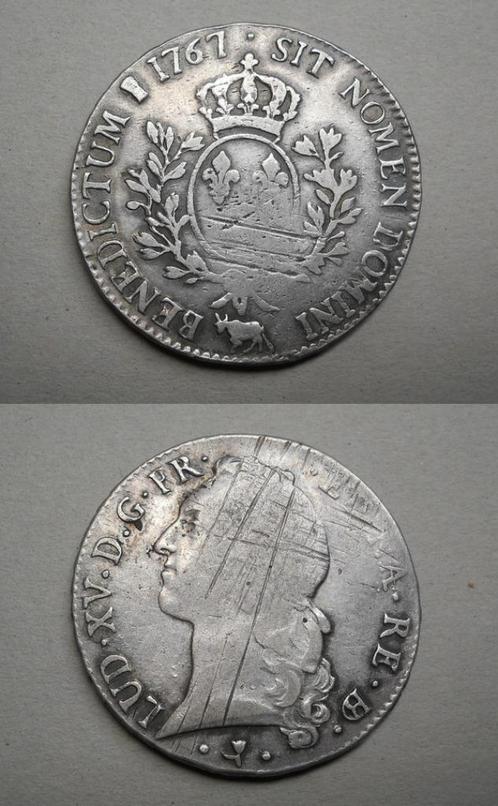 Ecu "au bandeau" de 1767 à l'effigie de Louis XV, Timbres & Monnaies, Monnaies | Europe | Monnaies non-euro, France, Argent, Enlèvement