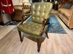 originele chesterfield fauteuil / stoel groen leer, Huis en Inrichting, Bureaustoelen, Groen, Ophalen of Verzenden