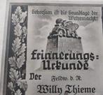 Duitse WO2 Wehrmacht Erinnerungs-Urkunde, Verzamelen, Militaria | Tweede Wereldoorlog, Ophalen of Verzenden, Landmacht, Boek of Tijdschrift