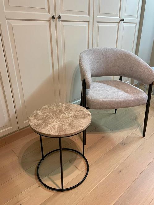 Bijzettafeltje marmer blad dia. 40cm hoogte 46cm, Huis en Inrichting, Tafels | Sidetables, Nieuw, 25 tot 50 cm, Minder dan 50 cm