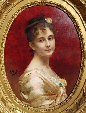 MUSEUMSCHILDERIJ - 1884 - Portret van een vrouw - CHANTRON beschikbaar voor biedingen