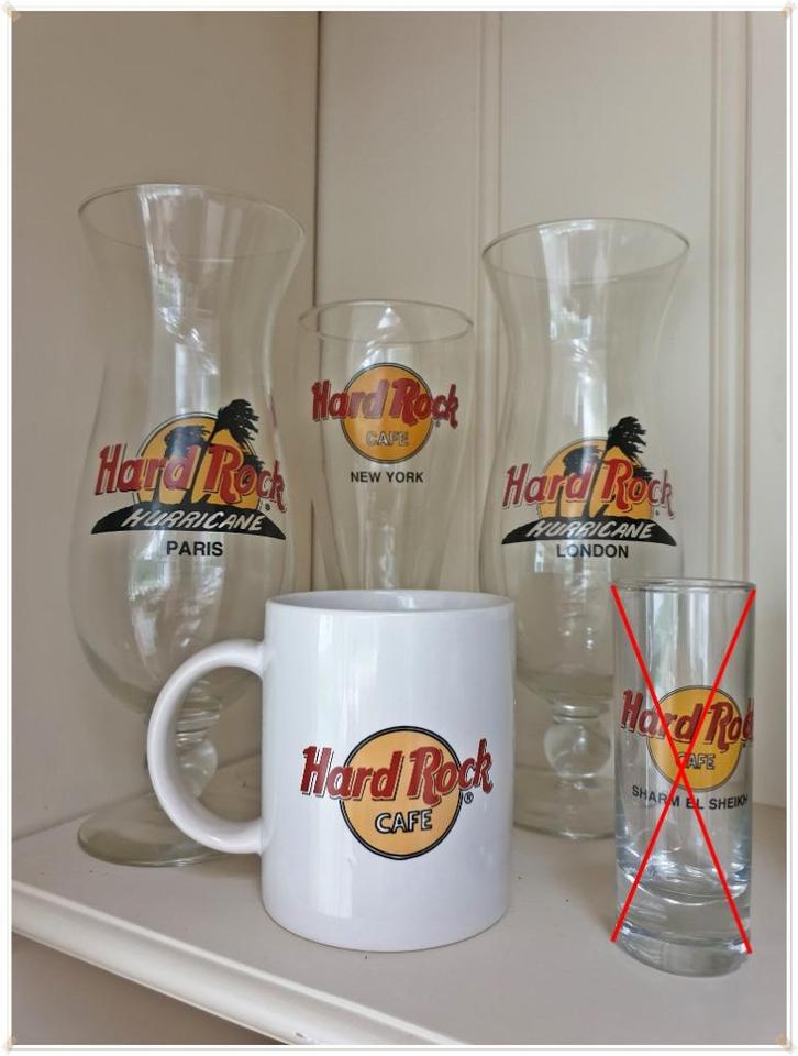 HARD ROCK CAFE - ENSEMBLE VERRES/MUG NEUF (4), Collections, Verres & Petits Verres, Neuf, Autres types, Enlèvement