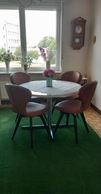 Ronde tafel 1m diameter wit met chrome poten., Huis en Inrichting, Ophalen, Gebruikt, Rond