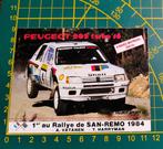 Sticker 1984 Peugeot 205 T16 Wins Rally San Remo Vatanen, Ophalen of Verzenden