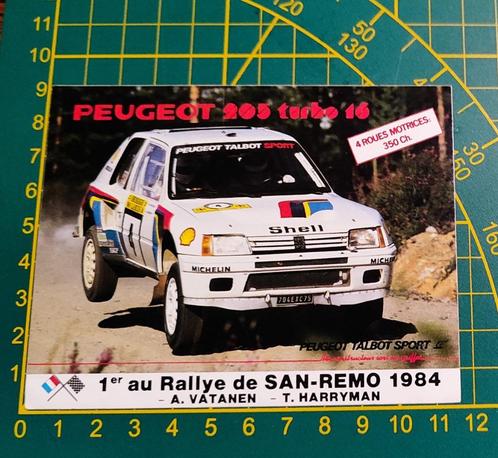 Sticker 1984 Peugeot 205 T16 Wins Rally San Remo Vatanen, Verzamelen, Stickers, Ophalen of Verzenden