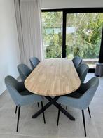 Houten tafel met metalen poten, Huis en Inrichting, Tafels | Eettafels, Ophalen, 200 cm of meer, 50 tot 100 cm, Zo goed als nieuw