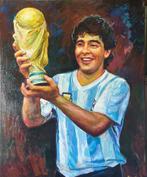 Alex L- Diego Maradona- Handgeschilderd (100%)- Origineel, Antiek en Kunst, Kunst | Schilderijen | Modern, Ophalen of Verzenden