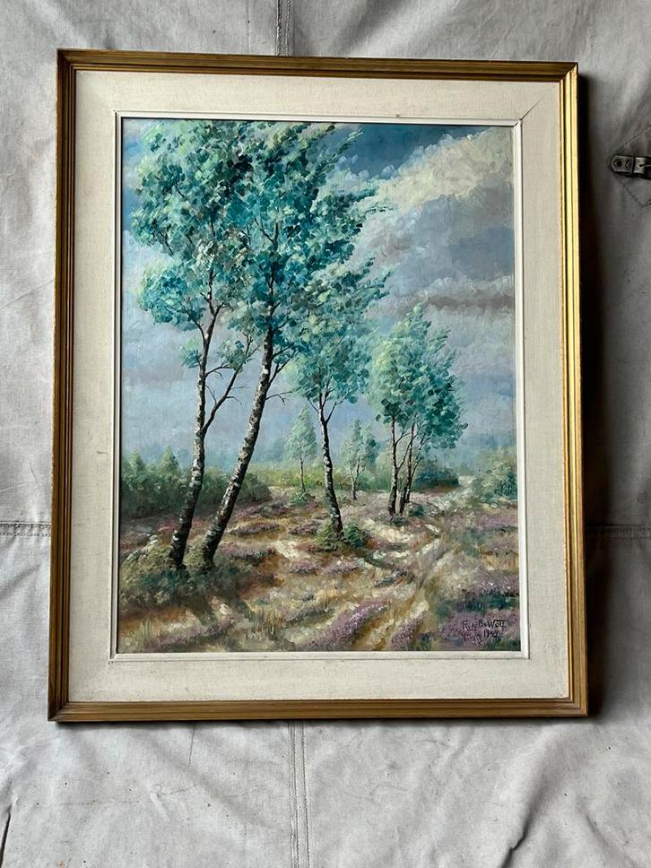 Schilderij van Berkendreef RUDI de WOLF 1949, Antiquités & Art, Art | Peinture | Classique, Enlèvement