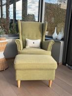 Eenzit met poef STRANDMON IKEA groen, Ophalen, Zo goed als nieuw