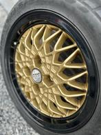 4 Gouden BBS RA 15 inch velgen met centercaps, 15 inch, Velg(en), Gebruikt, Personenwagen