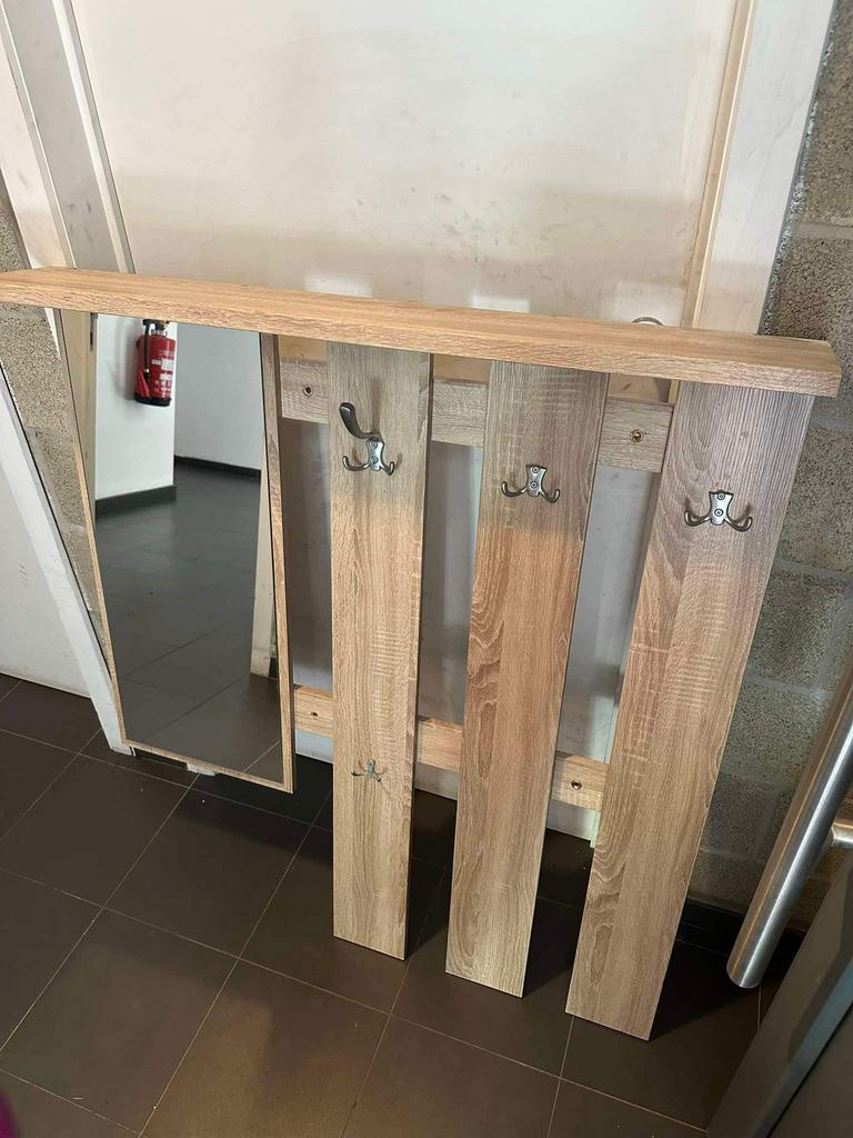 porte manteau en bois avec miroir, Maison & Meubles, Enlèvement, Utilisé