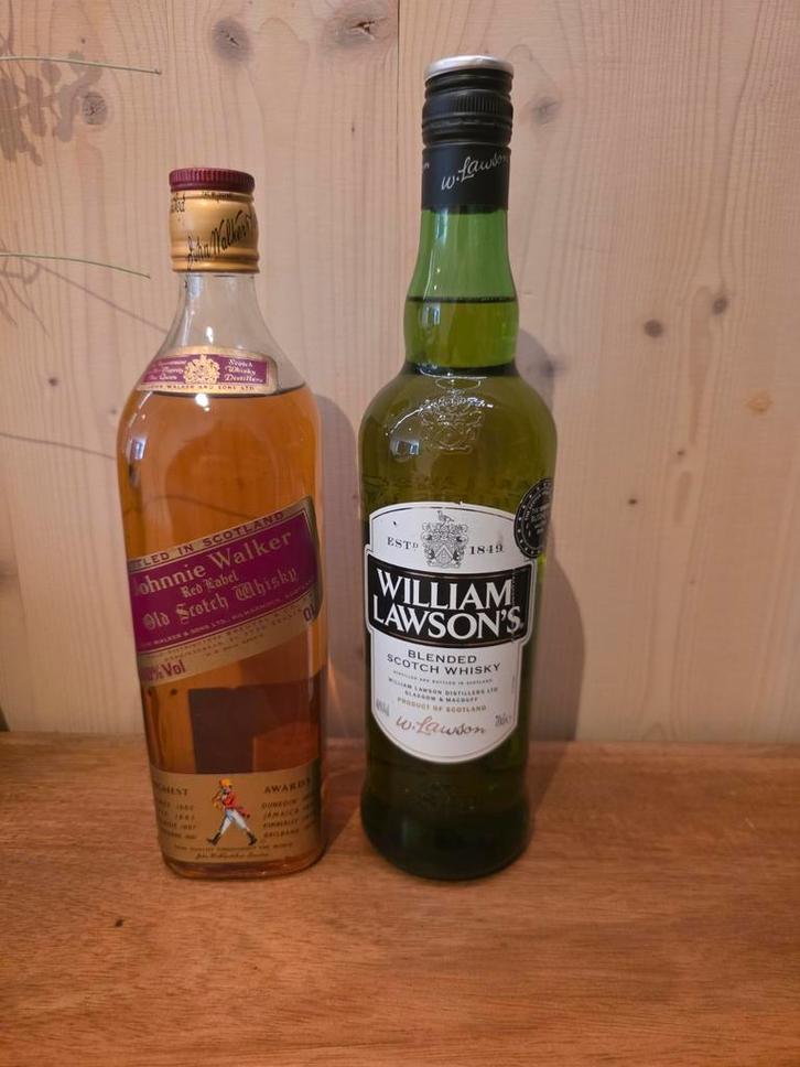 2x Scotch Whisky – Johnnie Walker Red Label & William Lawson, Verzamelen, Wijnen, Ophalen