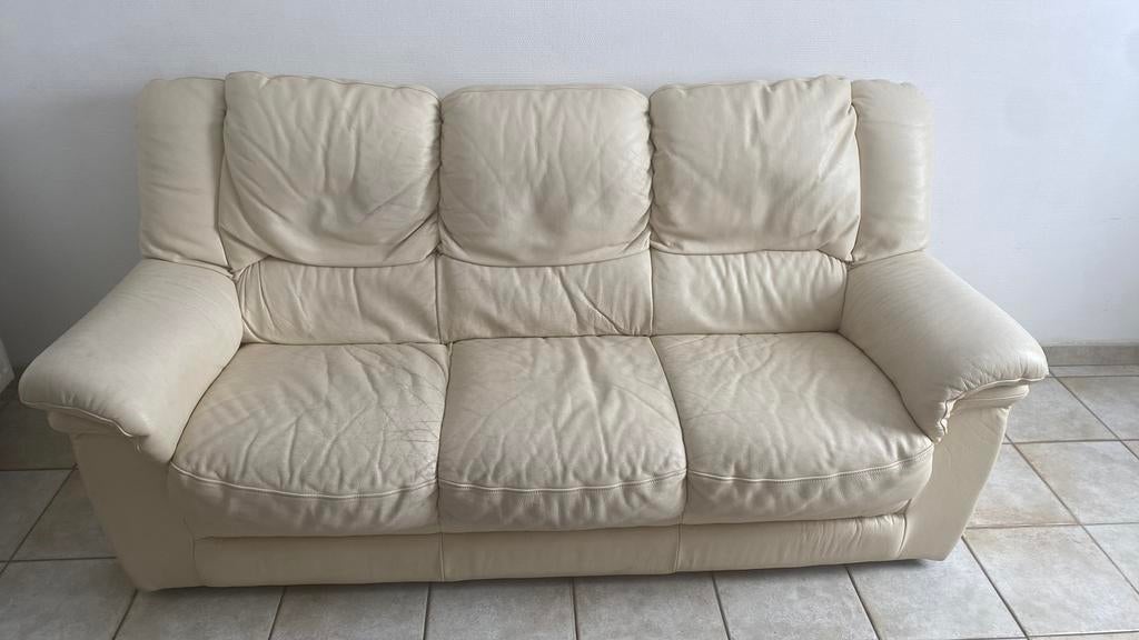 Lederen zetel, Huis en Inrichting, Ophalen, Gebruikt, Minder dan 75 cm, Driepersoons