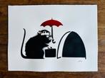 Banksy Rat — 76 x 56 cm — Spray art sur papier Arches, Enlèvement ou Envoi