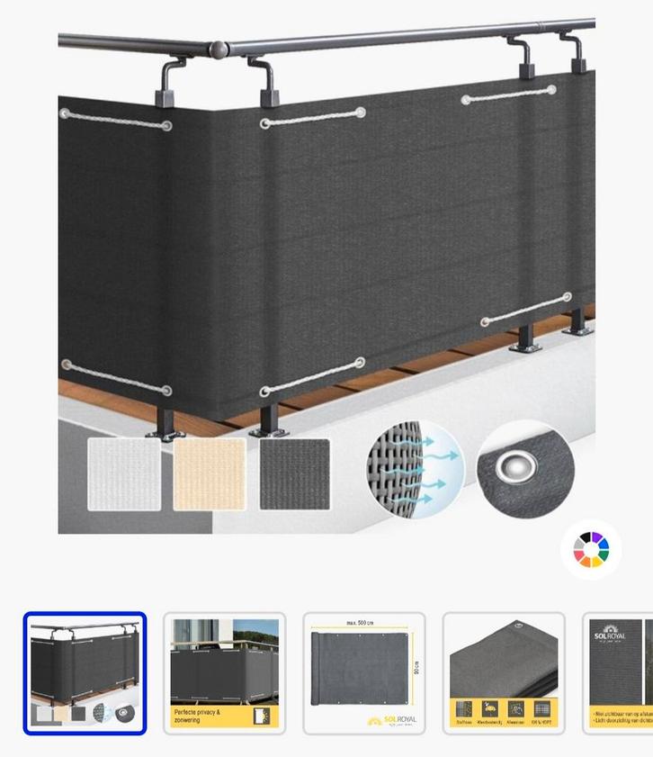 Weg wegens Verhuis NIEUW‼️Balkonscherm Antracietgrijs, Tuin en Terras, Tuinschermen, Nieuw, Minder dan 100 cm, 200 cm of meer