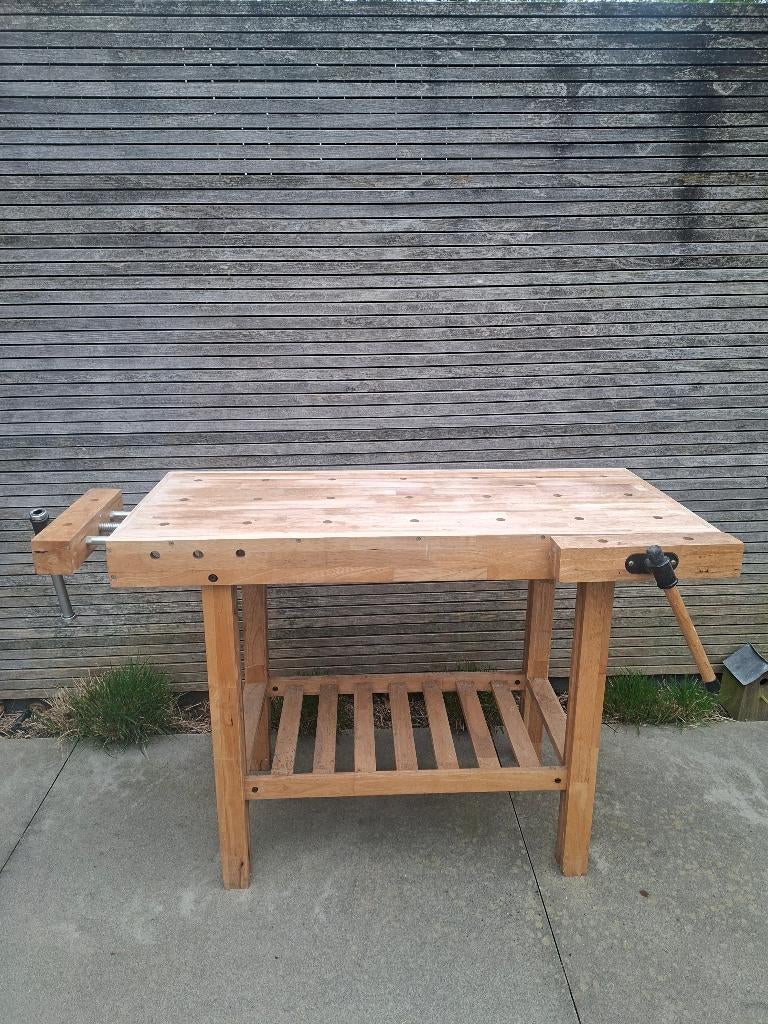 Houten werkbank, Enlèvement, Utilisé, 120 à 170 cm, Étau