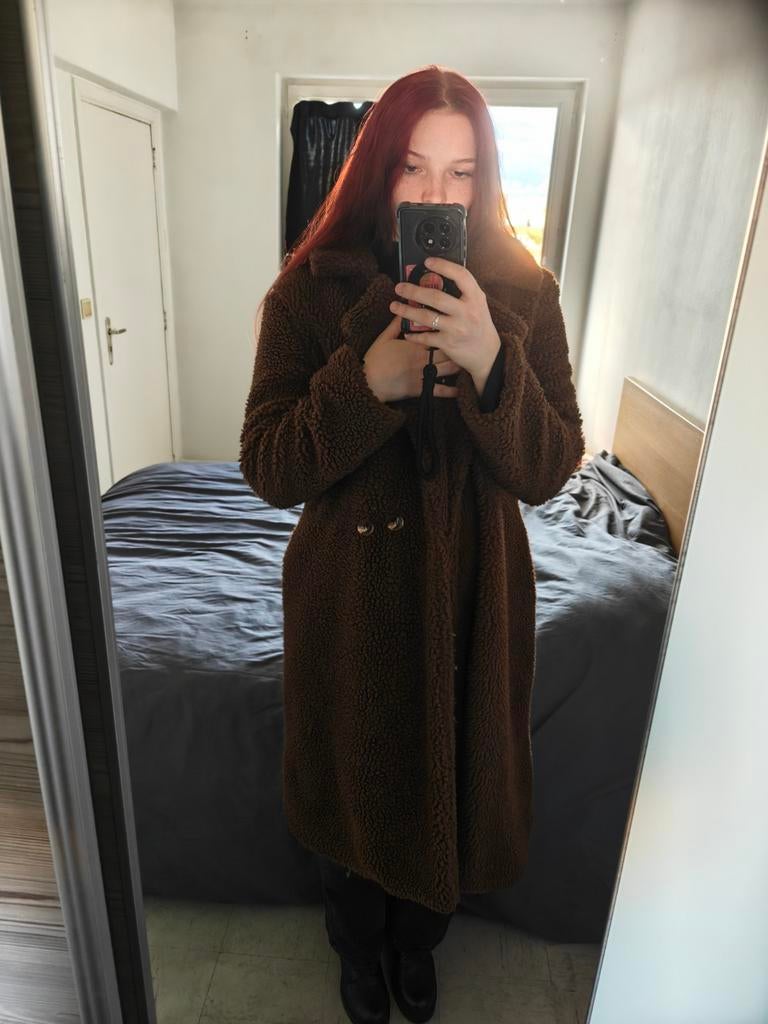 Brown teddy coat (L), Kleding | Dames, Jassen | Winter, Ophalen of Verzenden