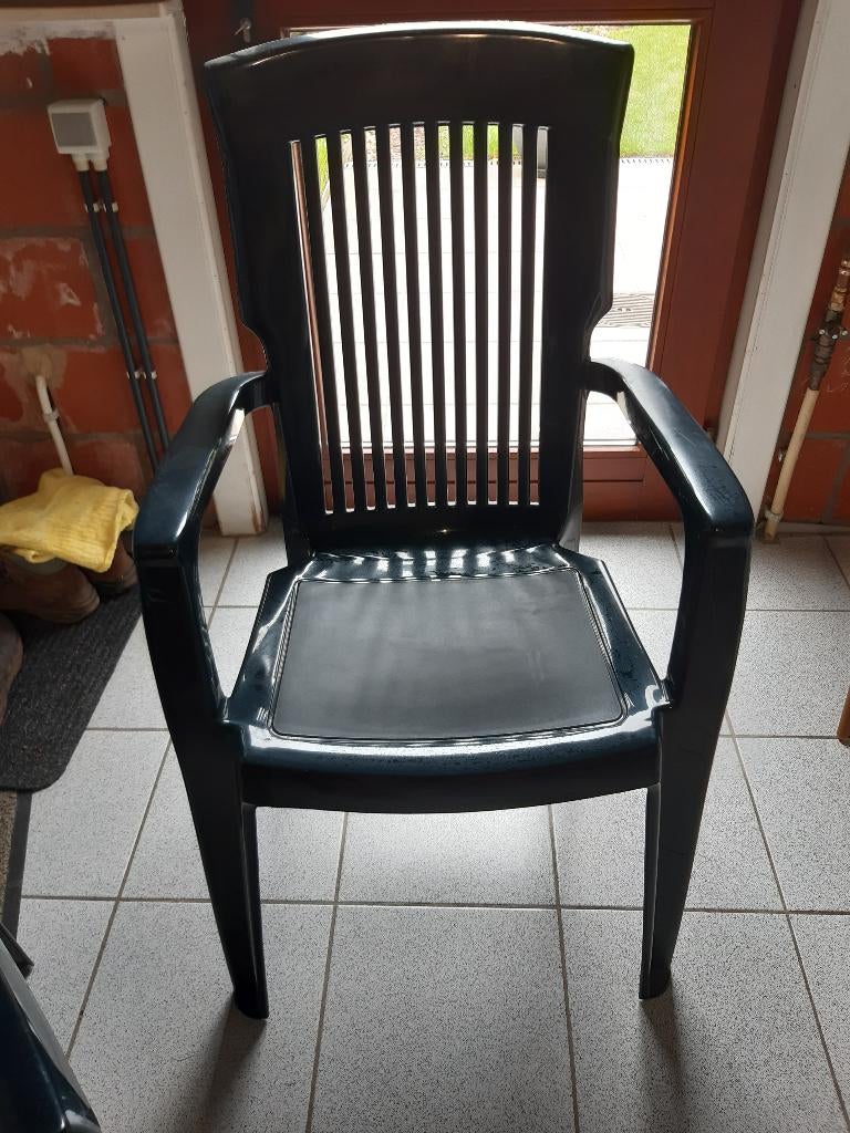 Tuinstoelen 4 stuks pvc kleur groen, Enlèvement, Comme neuf, Plastique, Empilable